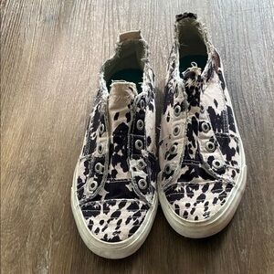 Women’s Blowfish Malibu Slip-On Canvas Sneakers in Cow Print